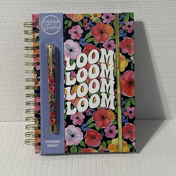 BLOOM Hardcover Spiral Notebook Journal Pen Sticker Set Colorful Lined Flowers - Picture 15 of 17